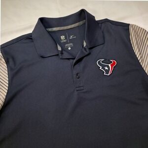 Nike Dri-FIT NFL Houston Texans Polo Shirt‎ Men's Large Navy Grey Stripe